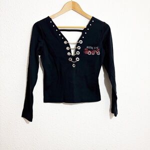Biker Design 2008 Austin Moto Black Long Sleeve Top Large